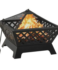 vidaXL Fire Pit with Poker 25.2 XXL Steel"